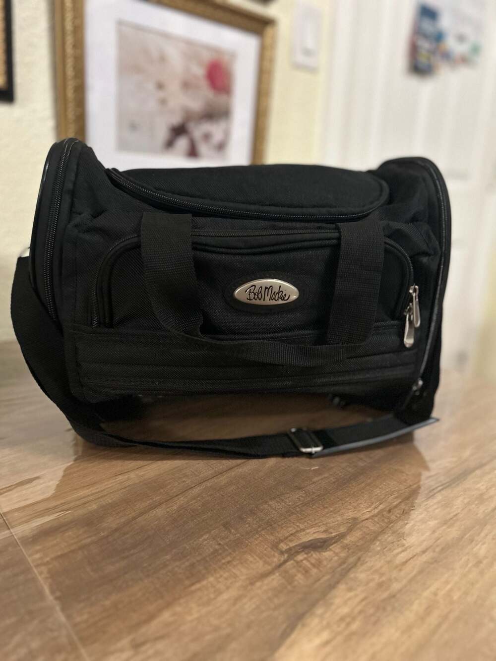 Bob Mackie Vintage Black Nylon Travel Duffel Carry-On Bag